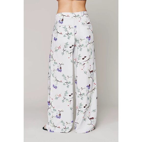 Free People Aurora High Rise Wide Leg Floral Pants Boho Festival Side Zip Size 4 - Picture 1 of 7
